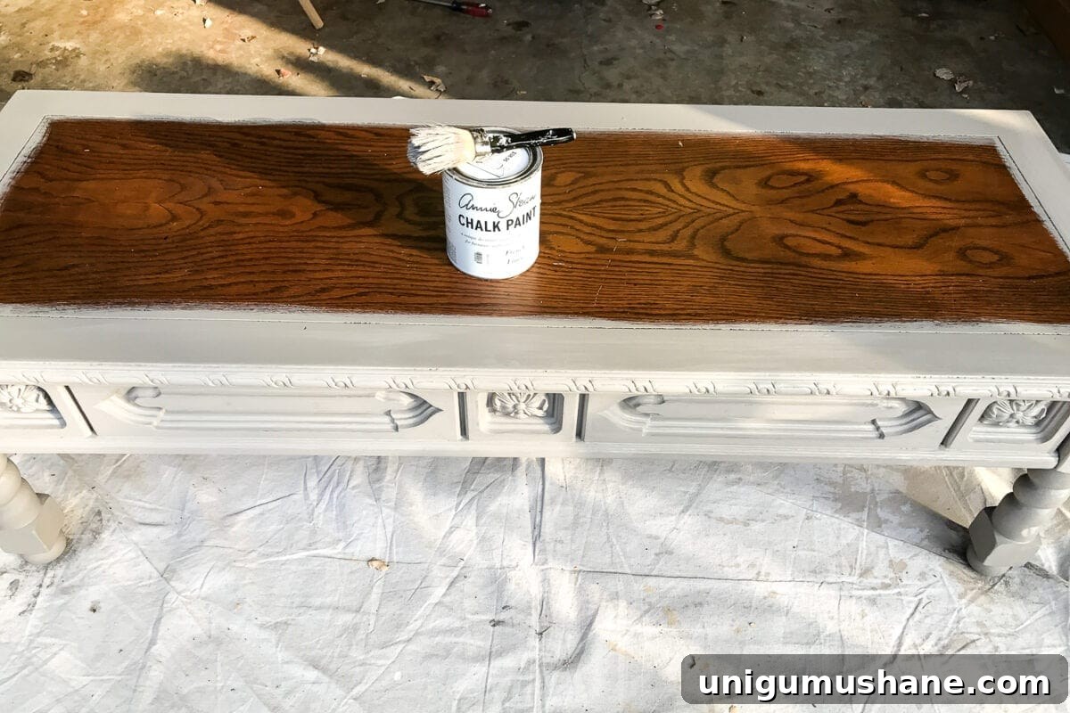 How to Turn a Coffee Table into an Ottoman Bench 4 Weathered wood finish on repurposed table base