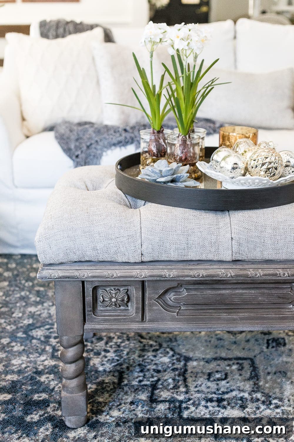 How to Turn a Coffee Table into an Ottoman Bench 21 Cozy ottoman bench near fireplace
