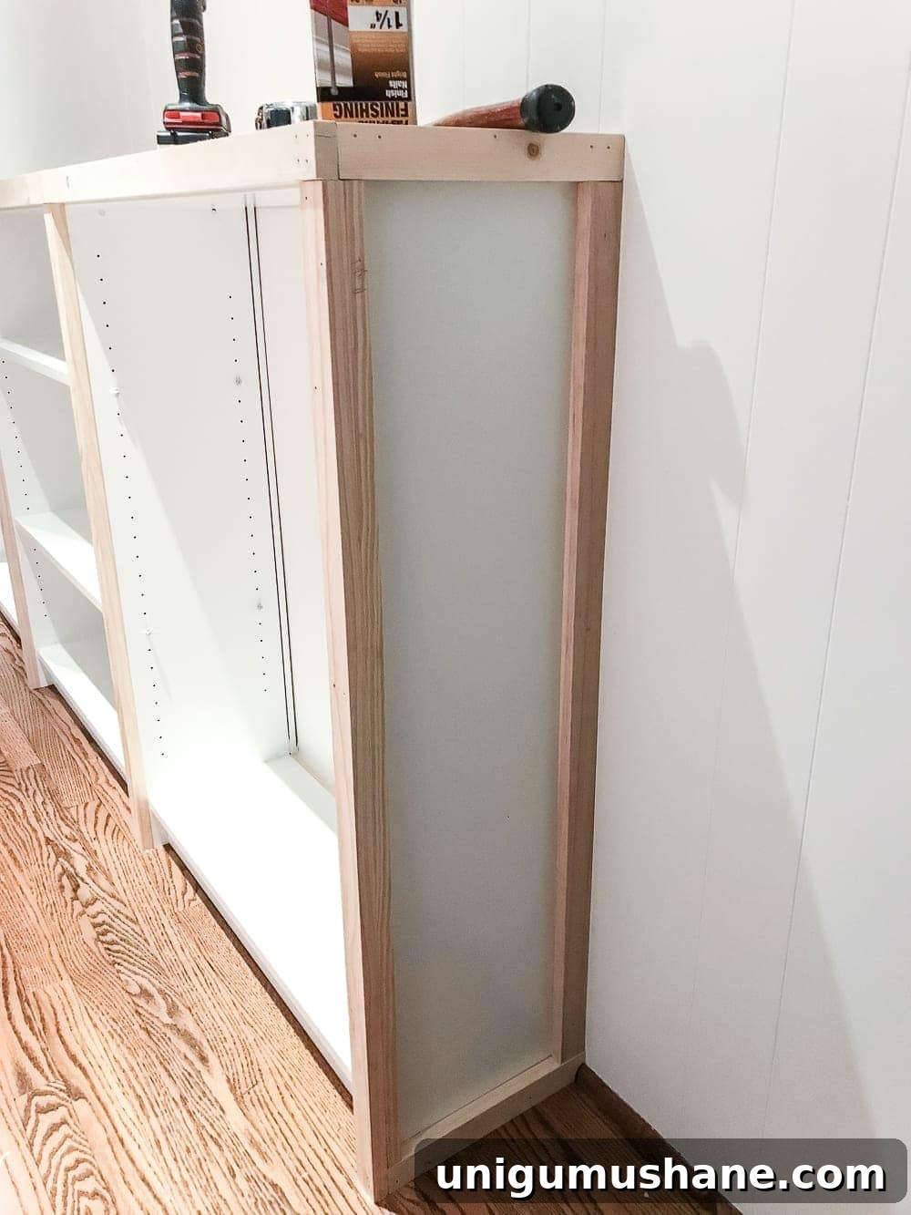 DIY Built-In Bookcases for Your Playroom 13 An easy to follow step-by-step tutorial showing how to build bookcase built-ins using IKEA Billy bookcases. #IKEAhack #homeimprovement #build #playroom