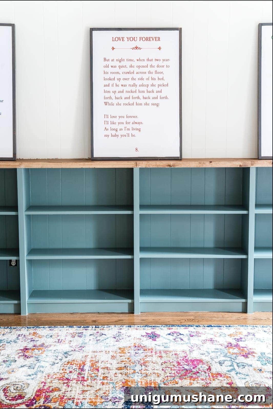 DIY Built-In Bookcases for Your Playroom 14 An easy to follow step-by-step tutorial showing how to build bookcase built-ins using IKEA Billy bookcases. #IKEAhack #homeimprovement #build #playroom