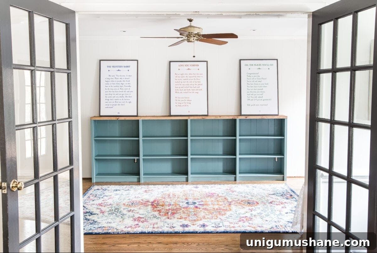 DIY Built-In Bookcases for Your Playroom 17 An easy to follow step-by-step tutorial showing how to build bookcase built-ins using IKEA Billy bookcases. #IKEAhack #homeimprovement #build #playroom