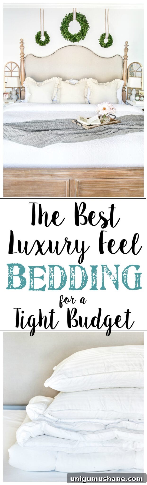 The best resources for luxury feeling bedding for a tight budget under $40.  #bedding #luxurybedding #budgetbedding #bedroomdecor