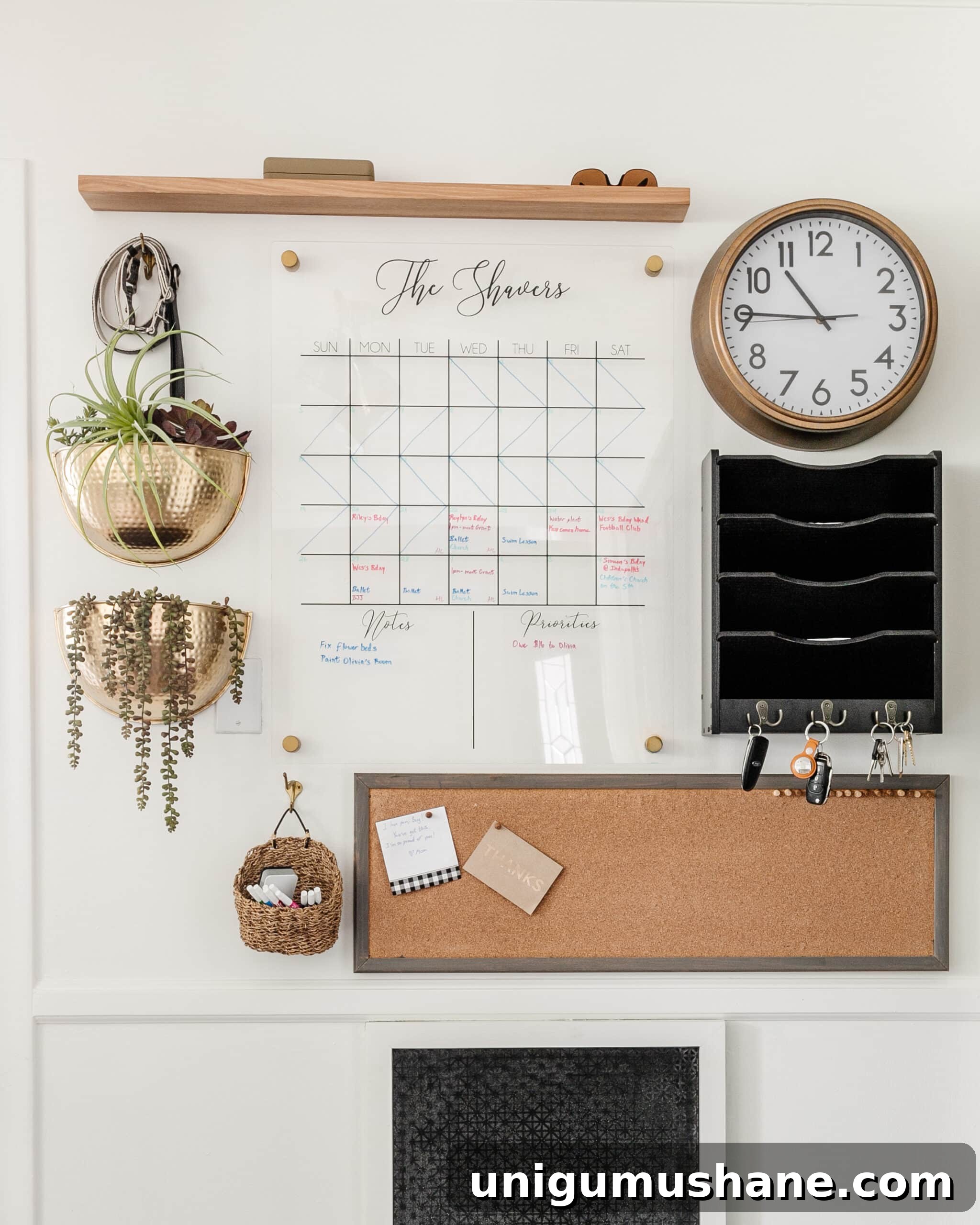 Family Command Center: Practical Setup for an Organized Home 3 kitchen command center wall for family organization using calendar, mail sorter, key rack, and memo board