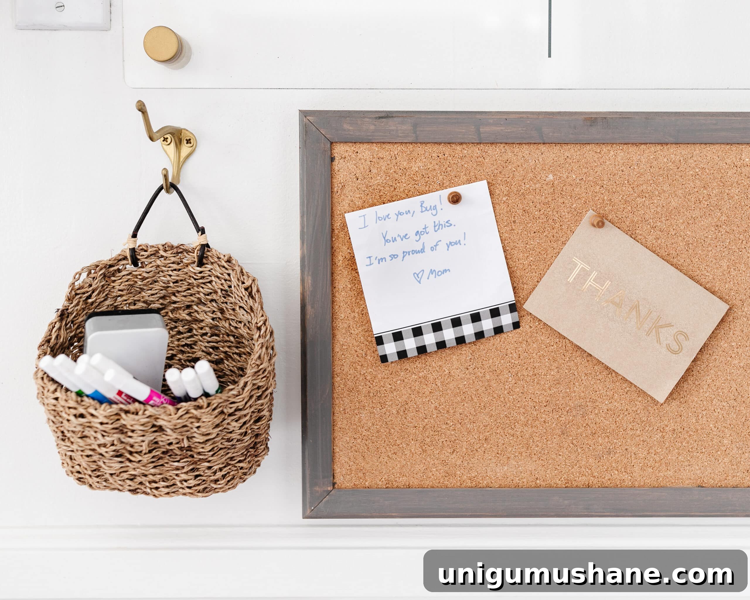 Family Command Center: Practical Setup for an Organized Home 9 cork board and wall basket with dry erase markers