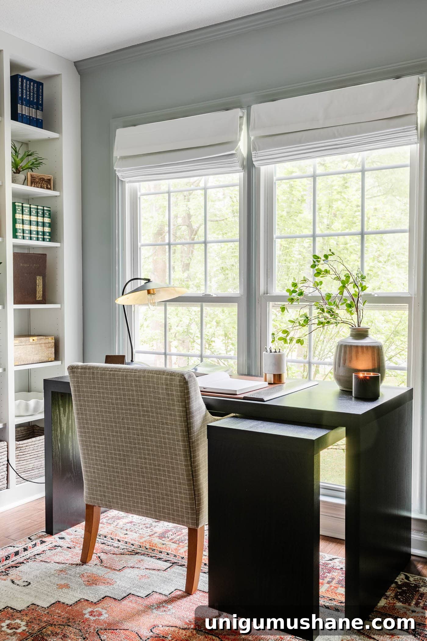 Timeless Interior Design Trends for Your Home 21 home office desk looking out of window with clean lines for a classic interior design