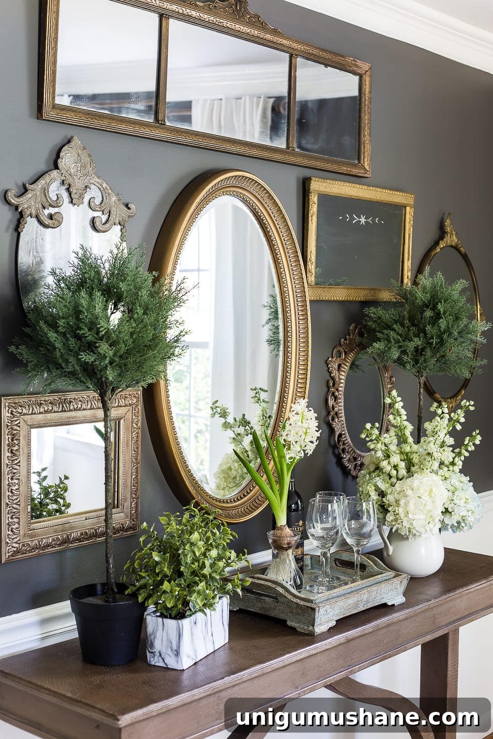 Antique mirror gallery wall created as a mother-daughter project.