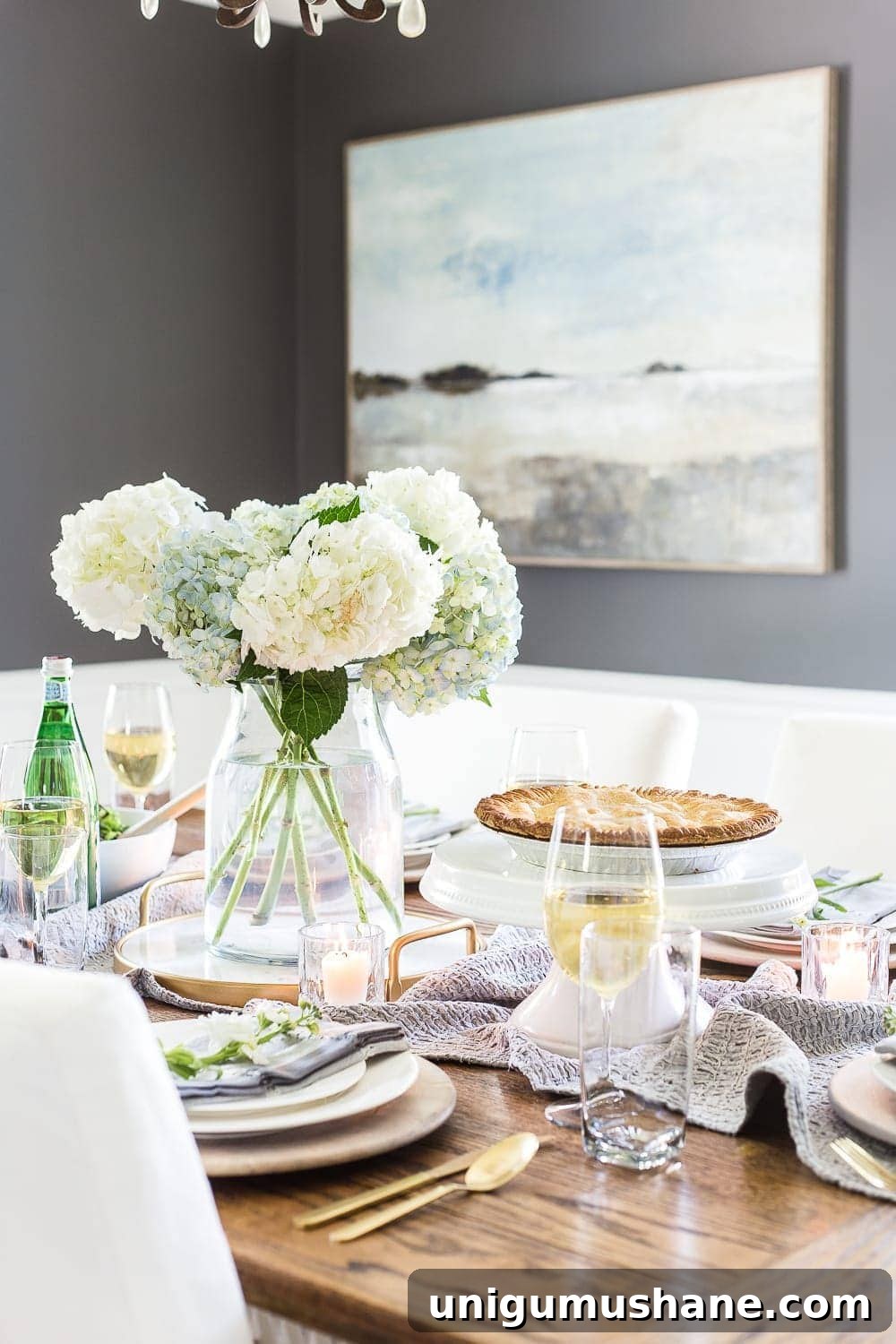 A cozy Mother's Day table setting with seasonal accents and simple centerpieces.