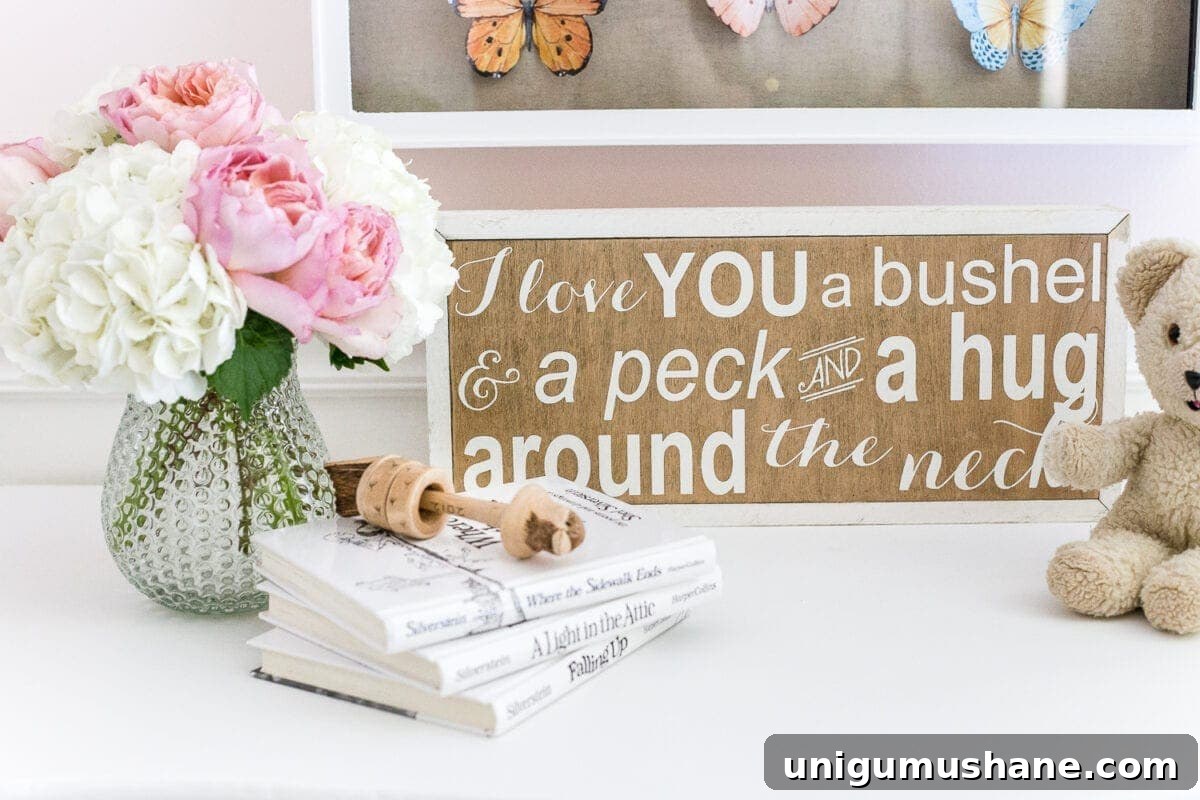 DIY Butterfly Shadow Box Tutorial for Science Projects 9 Dresser styling with a small sign and heirloom rattle beside a DIY butterfly terrarium