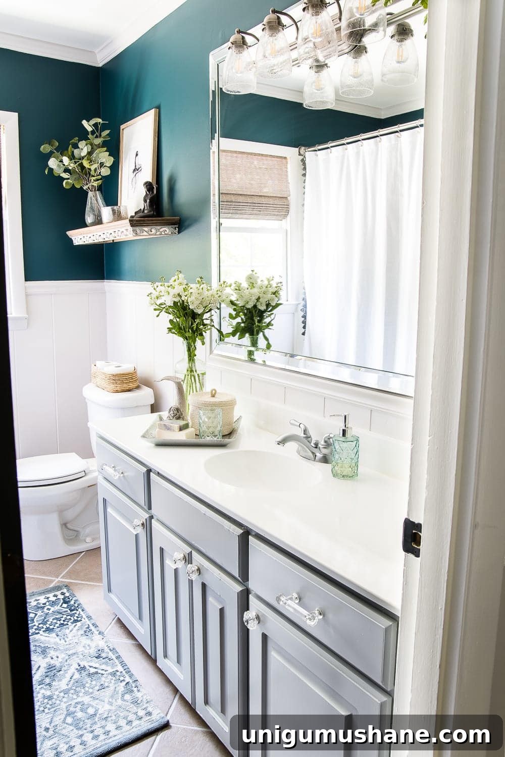Painted Sink, Countertop, Tub and Shower: 8-Month Update 7 How to paint a sink, countertop, tub, and shower for $100 and how to make it last using Rustoleum Tub & Tile Refinishing Kit #bathroom #bathroommakeover #diyproject #homeimprovement #paintedsink #paintedcountertop #paintedtub #paintedshower