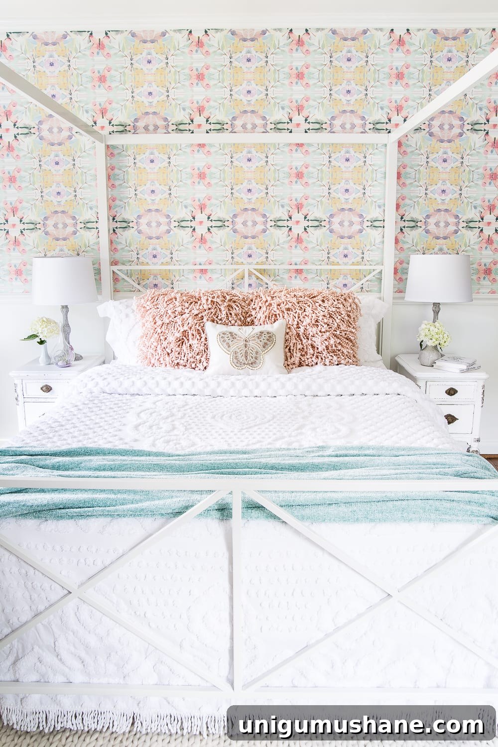 Little Girl's Butterfly Bedroom Makeover Reveal 12 A little girl bedroom makeover with a butterfly theme full of thrifty makeovers, DIYable projects, and Anthropologie style knock-offs. #girlbedroom #littlegirlbedroom #girlroom #littlegirlroom #kidsspaces #kidsdecor #kidsroom #kidsdiy #bedroommakeover #kidsroommakeover #girlbedroommakeover