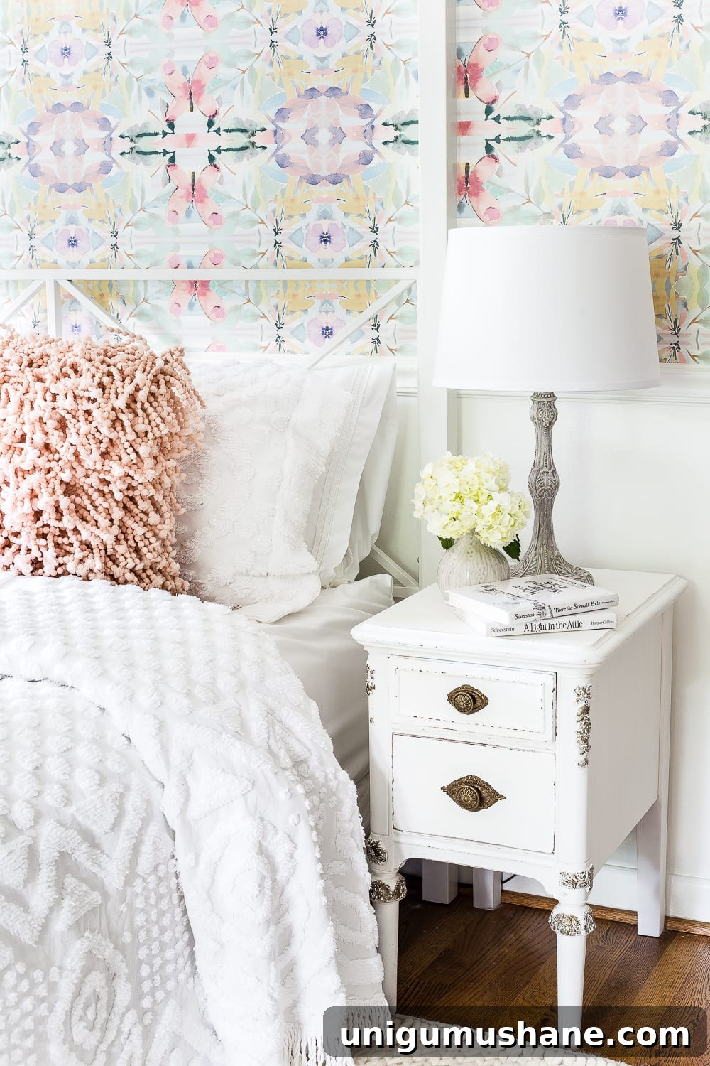 Little Girl's Butterfly Bedroom Makeover Reveal 13 A little girl bedroom makeover with a butterfly theme full of thrifty makeovers, DIYable projects, and Anthropologie style knock-offs. #girlbedroom #littlegirlbedroom #girlroom #littlegirlroom #kidsspaces #kidsdecor #kidsroom #kidsdiy #bedroommakeover #kidsroommakeover #girlbedroommakeover