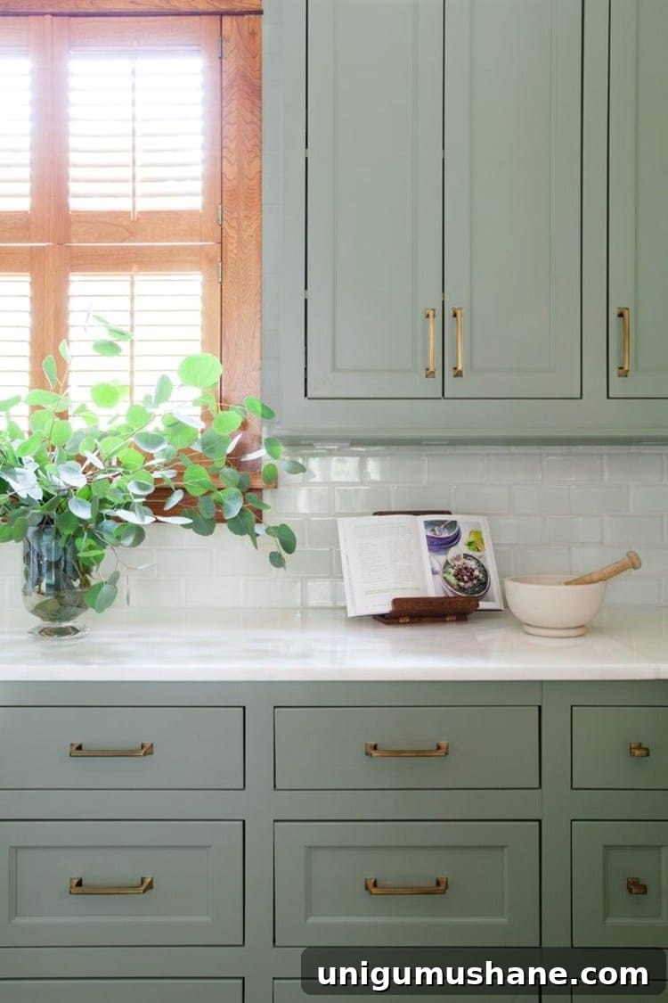 Green Kitchen Cabinet Ideas to Transform Your Space 14 Sherwin-Williams Halcyon Green - soft green cabinets