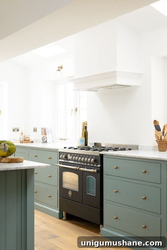 Green Kitchen Cabinet Ideas to Transform Your Space 8 DeVOL Trinity Blue - blue-green kitchen cabinets