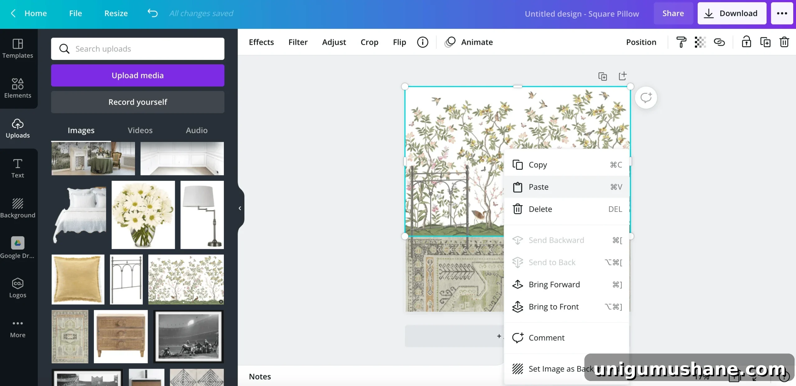 how to duplicate an image using the canva app 