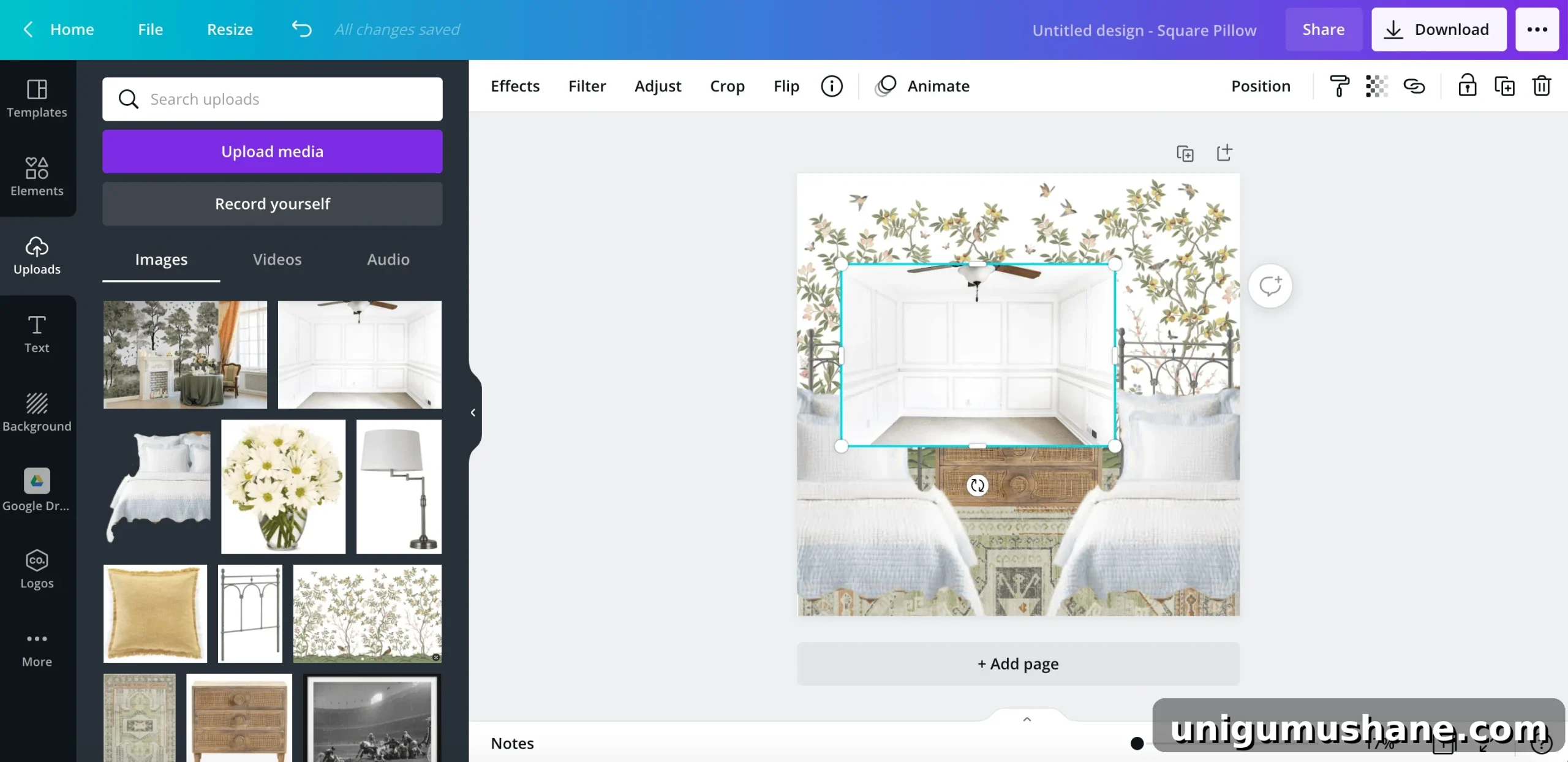 how to make a mood board for a room design using the canva app