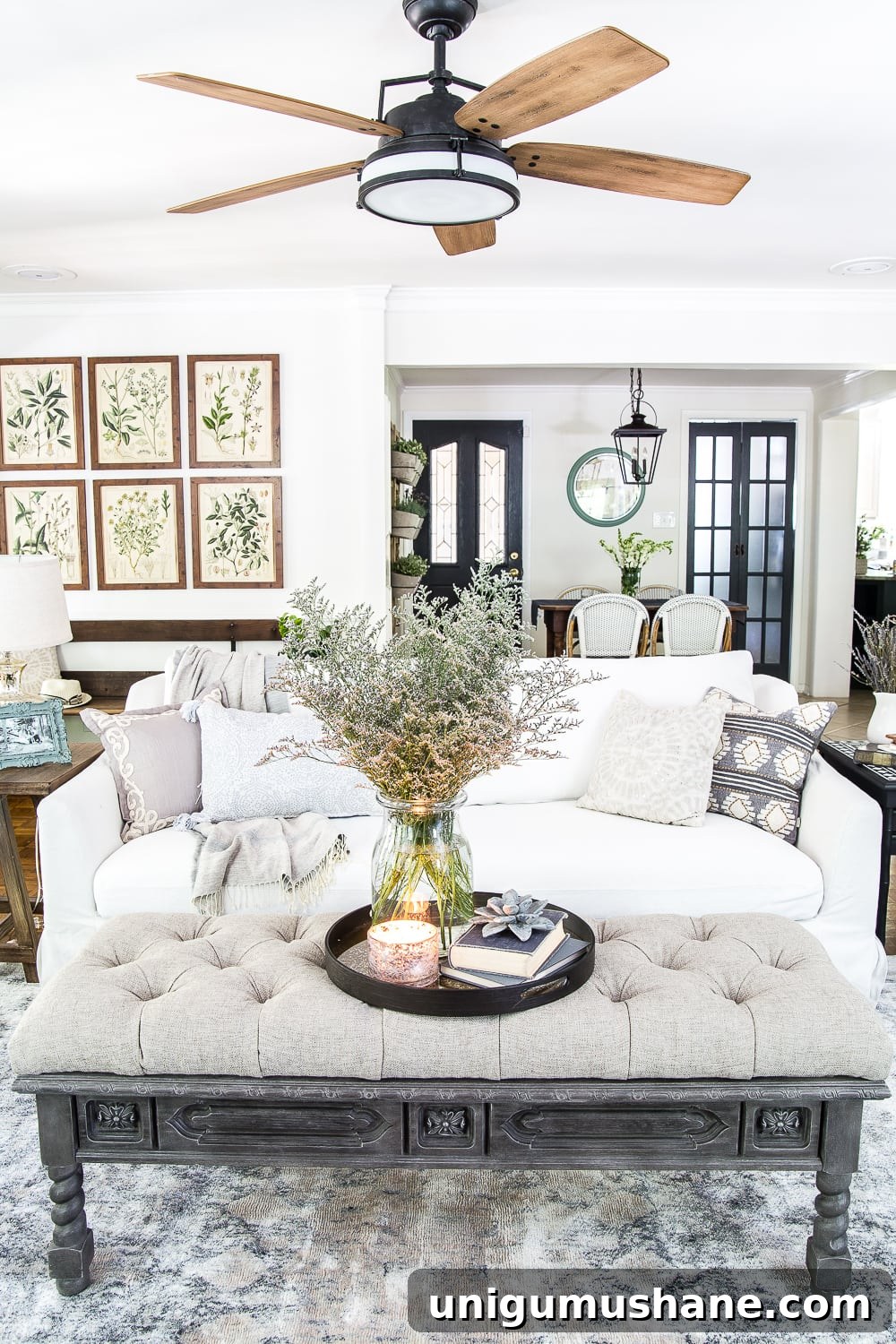 light and airy summer living room
