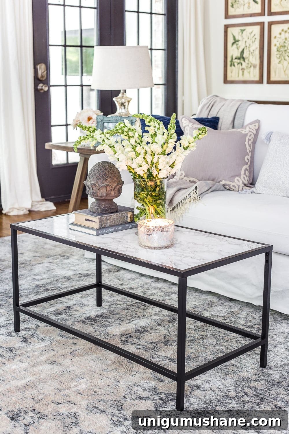 Faux marble top IKEA coffee table hack