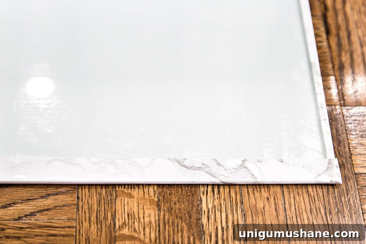 How to get a marble top look for less using a glass table top