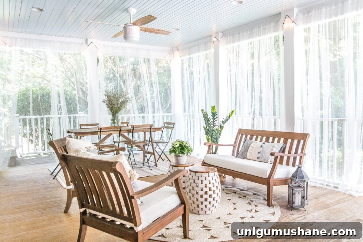 Summer Back Porch Tour: Inspiring Decor and Outdoor Styling 17 summer back porch with mosquito net curtains