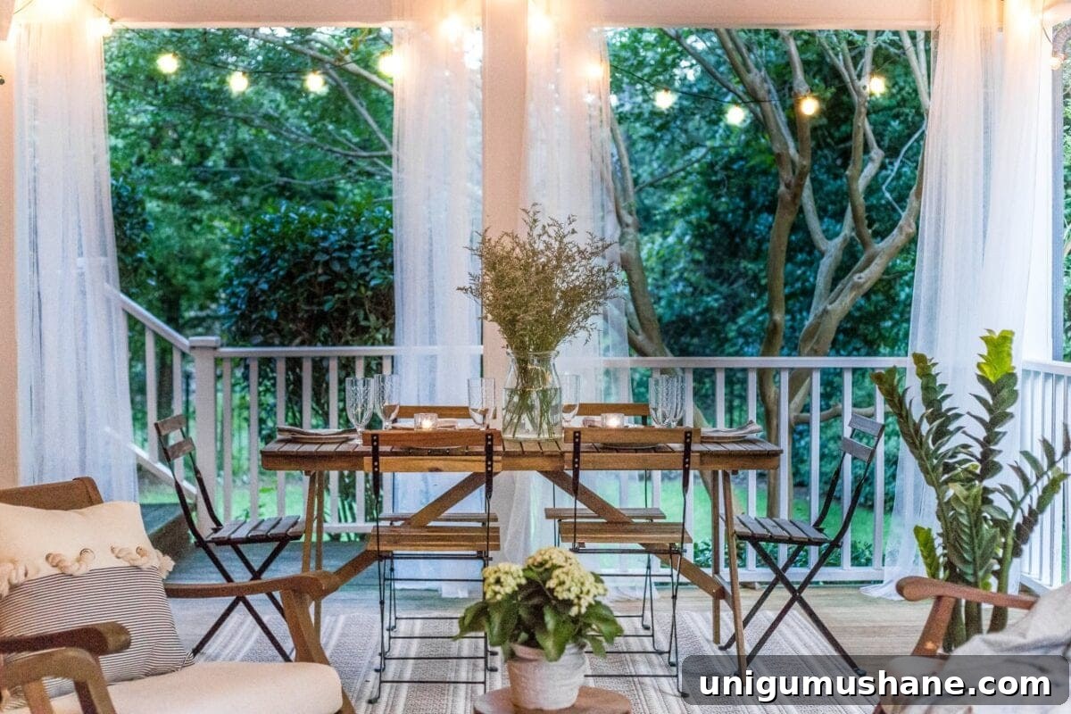 Summer Back Porch Tour: Inspiring Decor and Outdoor Styling 21 back porch with string lights in summer