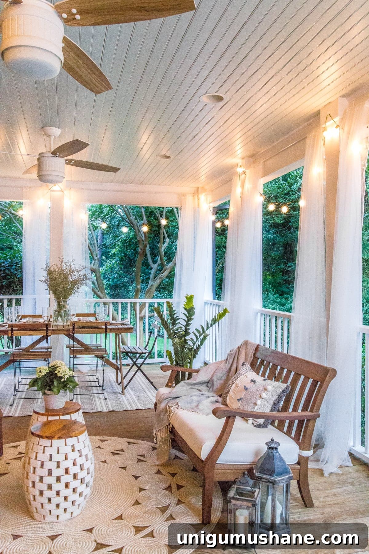 Summer Back Porch Tour: Inspiring Decor and Outdoor Styling 22 summer night back porch string lights