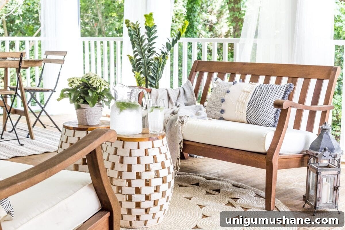 Summer Back Porch Tour: Inspiring Decor and Outdoor Styling 8 outdoor bench conversation set on back porch