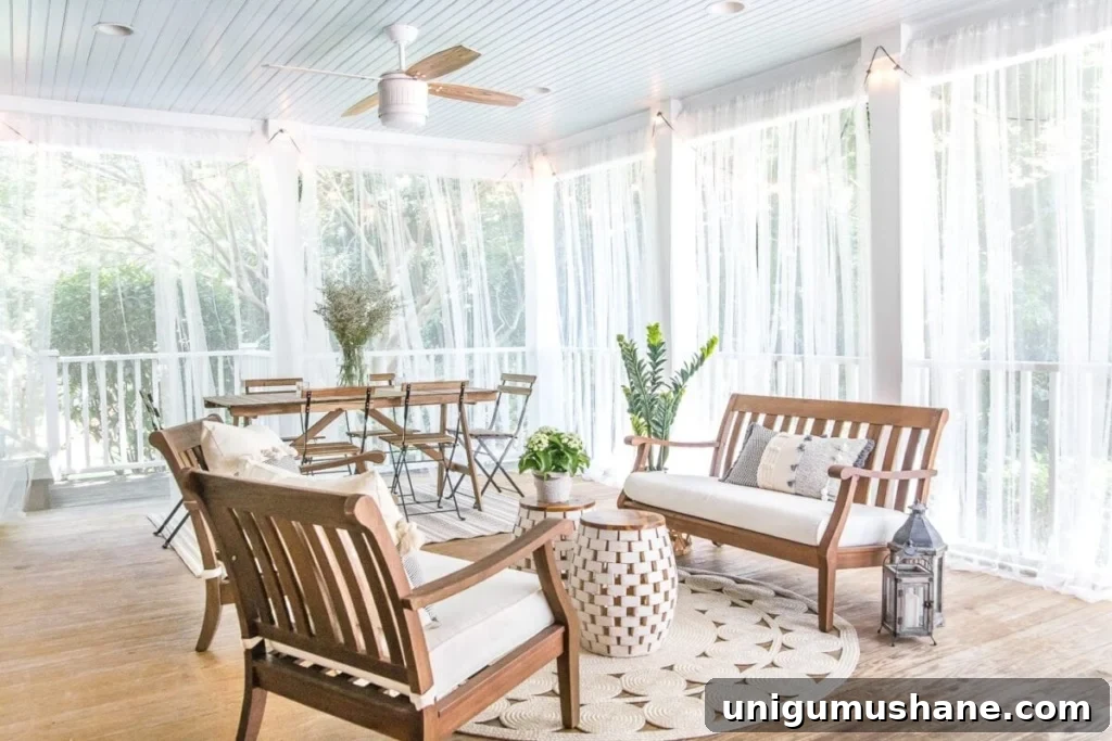 DIY Screened Porch and Outdoor Curtains for Under $100 7 screened porch with DIY outdoor curtains