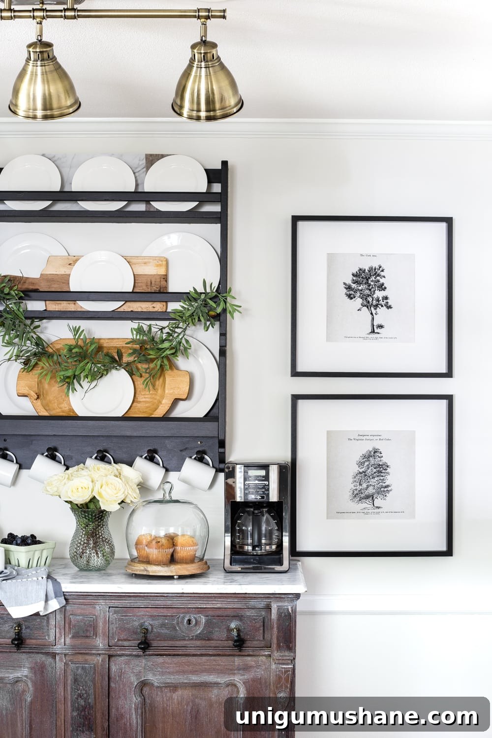 Arbor Wall Art Printables: Instant Download Set 5 Four framed arbor prints over coffee bar