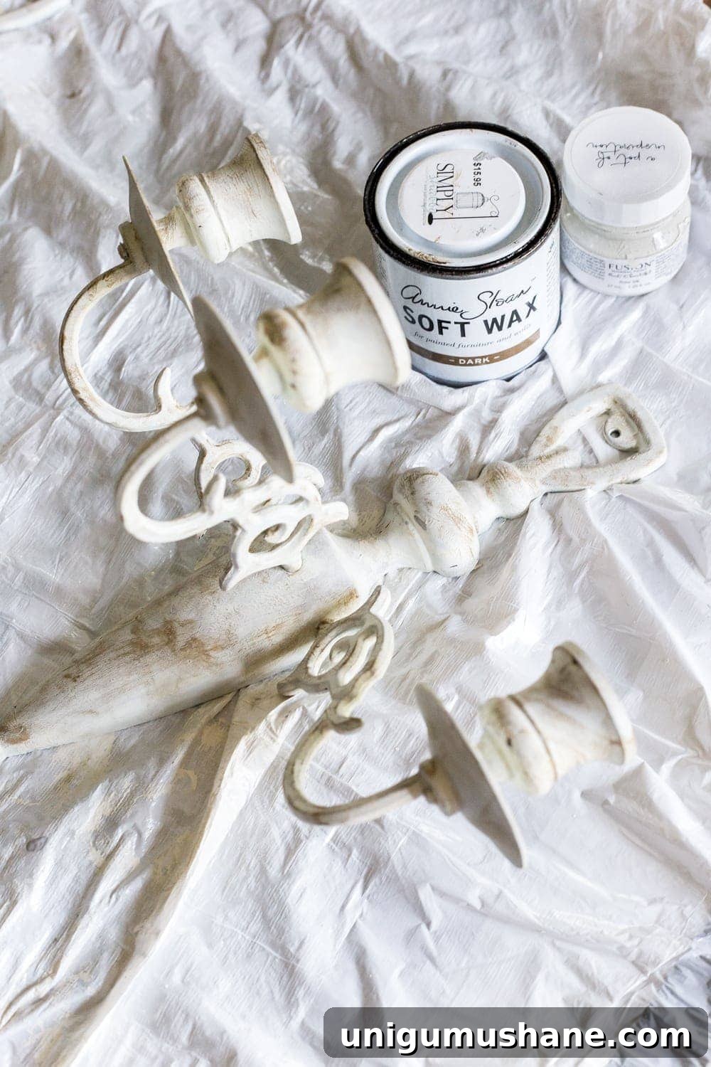 DIY Restoration: 1980s Brass French Sconce 5 Chalk painted 80s brass to look like an antique French sconce