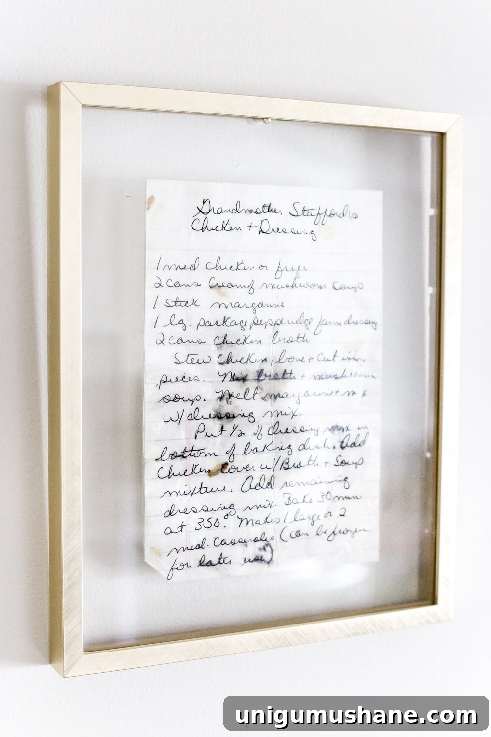 DIY Display Ideas for Preserved Letters and Handwritten Recipes 5 preserved and framed handwritten recipe art