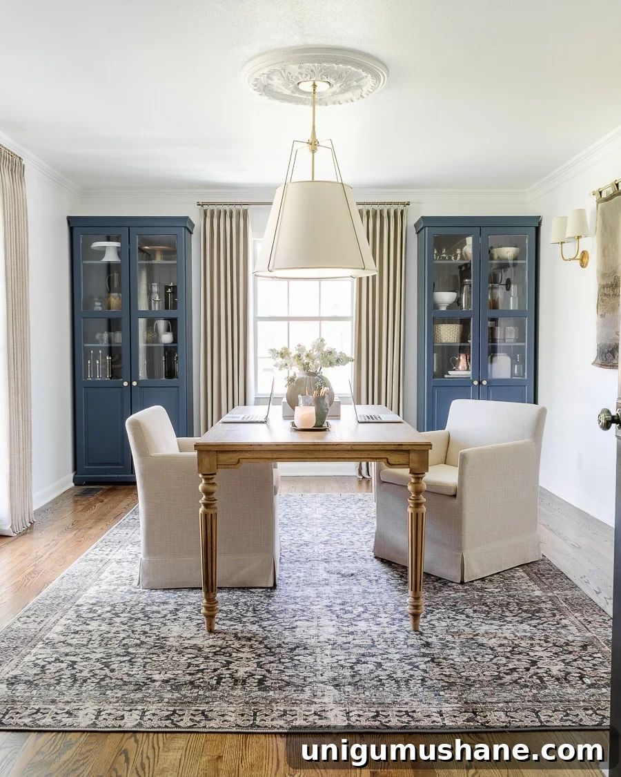 modern traditional home office painted benjamin moore chantilly lace