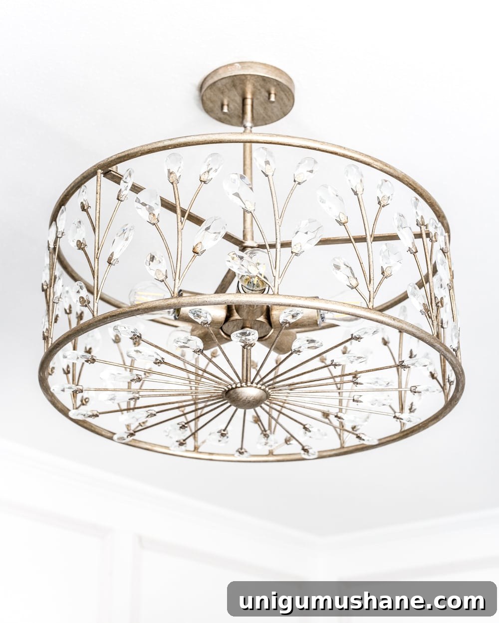How to Update a Nursery Light Fixture 6 A feminine, vintage, glam lighting update for a baby girl's nursery makeover. #nurserylighting #lightfixture #glamdecor #vintagedecor