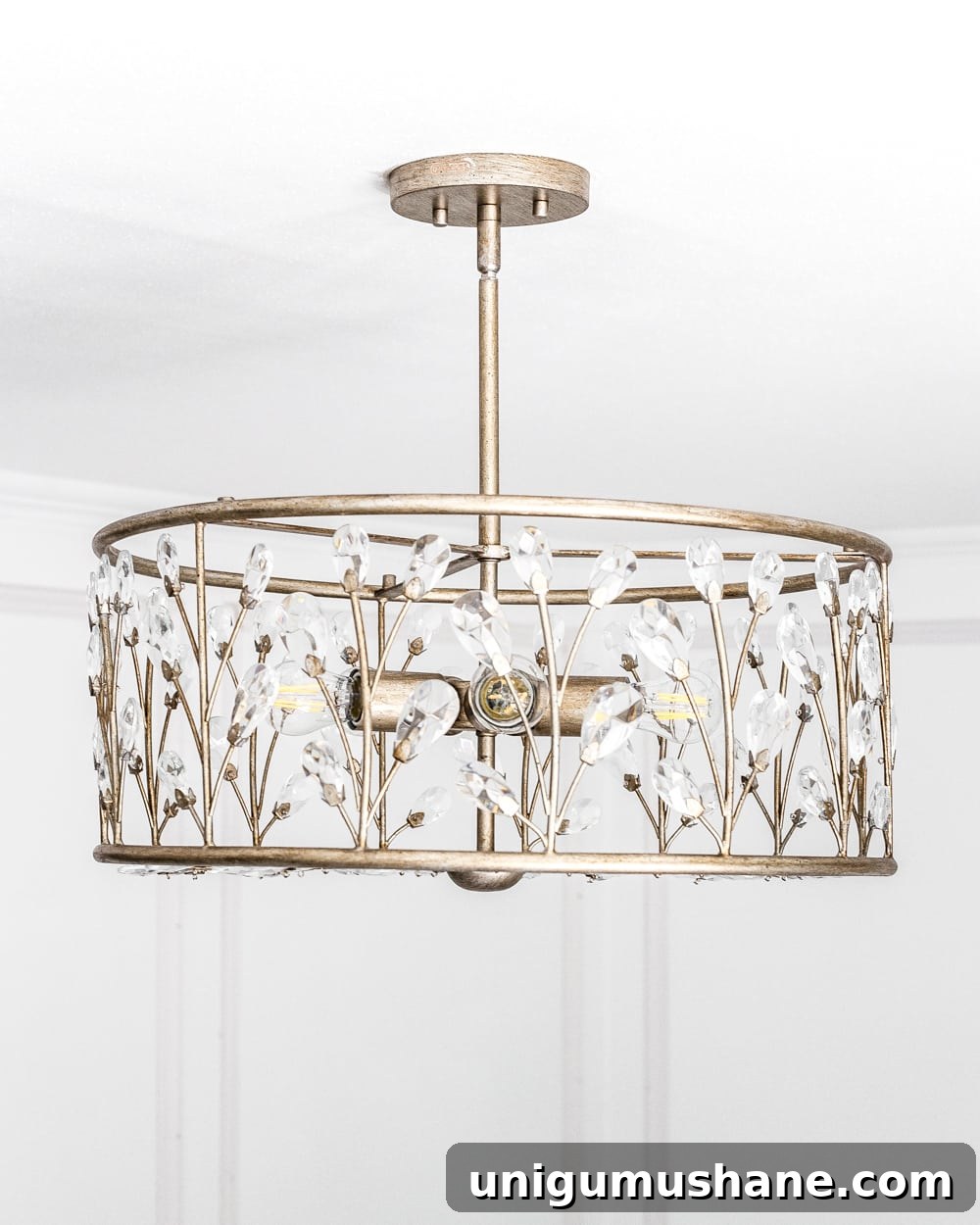 How to Update a Nursery Light Fixture 8 A feminine, vintage, glam lighting update for a baby girl's nursery makeover. #nurserylighting #lightfixture #glamdecor #vintagedecor