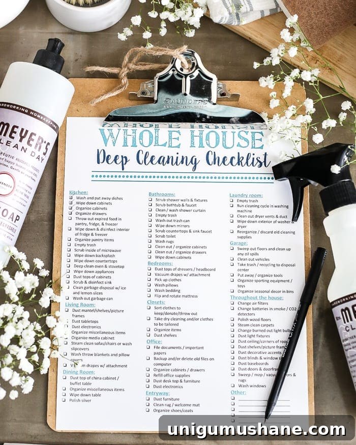 Declutter Your Whole Home: Free Printable Checklist 13 Whole house deep cleaning checklist printable