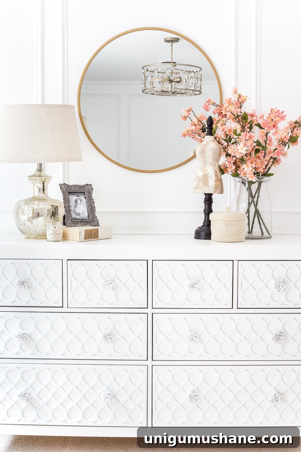 IKEA Hemnes Dresser Applique Makeover: Step-by-Step Guide 14 How to get a high-end carved detail look for less on a plain IKEA Hemnes dresser using appliques.