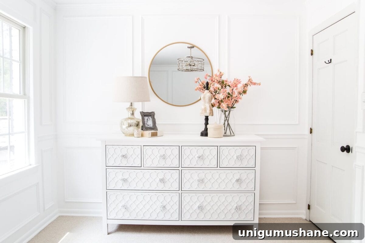 IKEA Hemnes Dresser Applique Makeover: Step-by-Step Guide 17 How to get a high-end carved detail look for less on a plain IKEA dresser using appliques. #IKEAhack #dresser #furnituremakeover