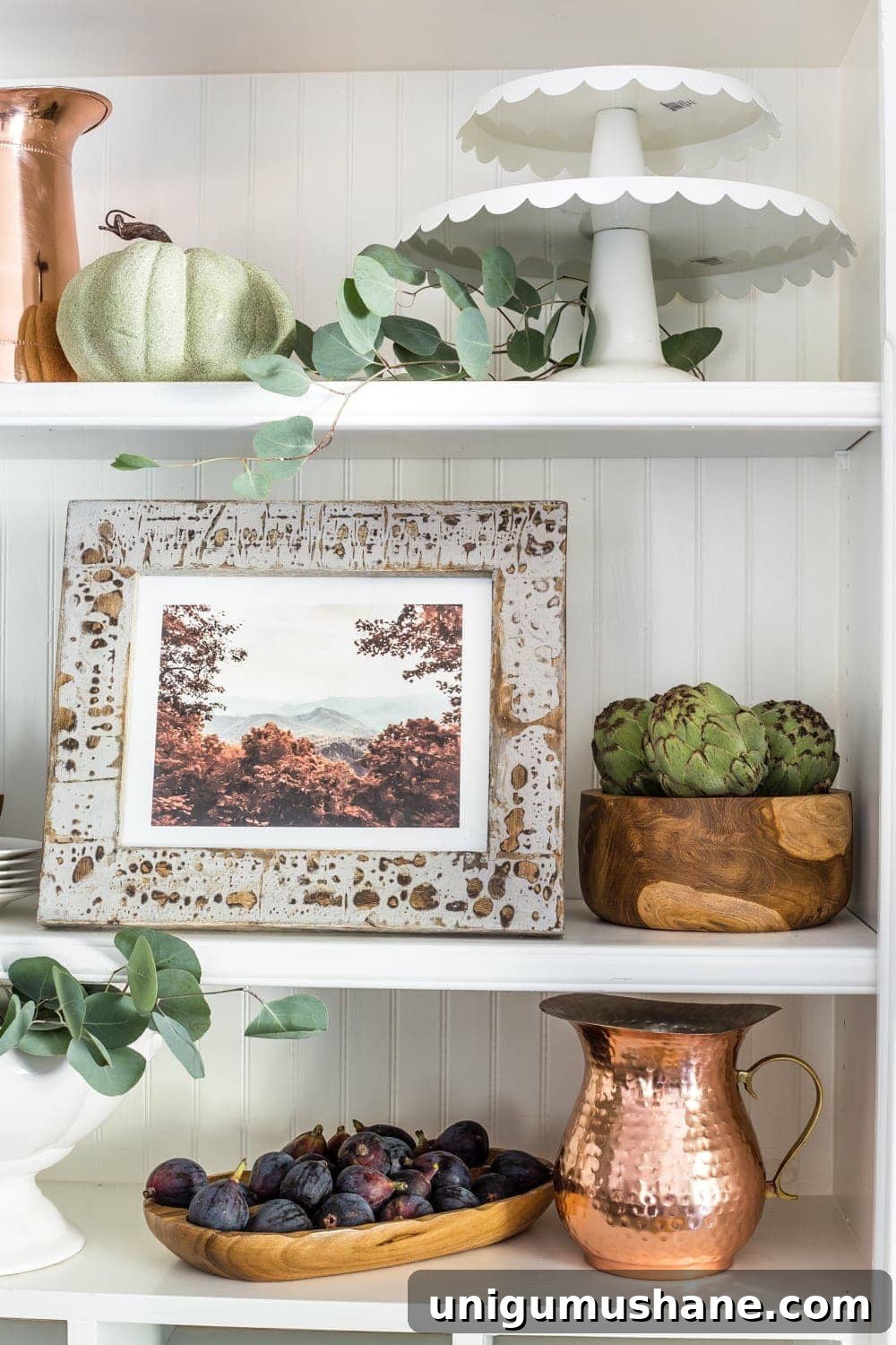 Printable Autumn Mountain Landscape Wall Art 4 Autumn mountain landscape art printable and fall kitchen shelf vignette + more free fall printables