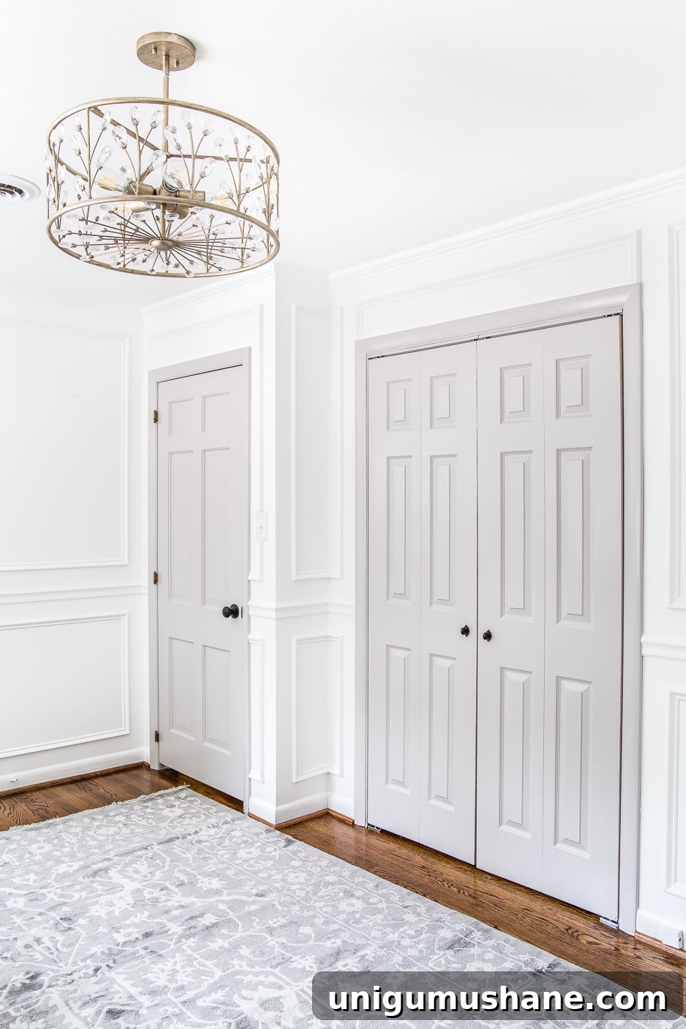 How to Paint Doors That Last: Durable Finishes and Tips 21 gray painted interior doors with white walls in a nursery