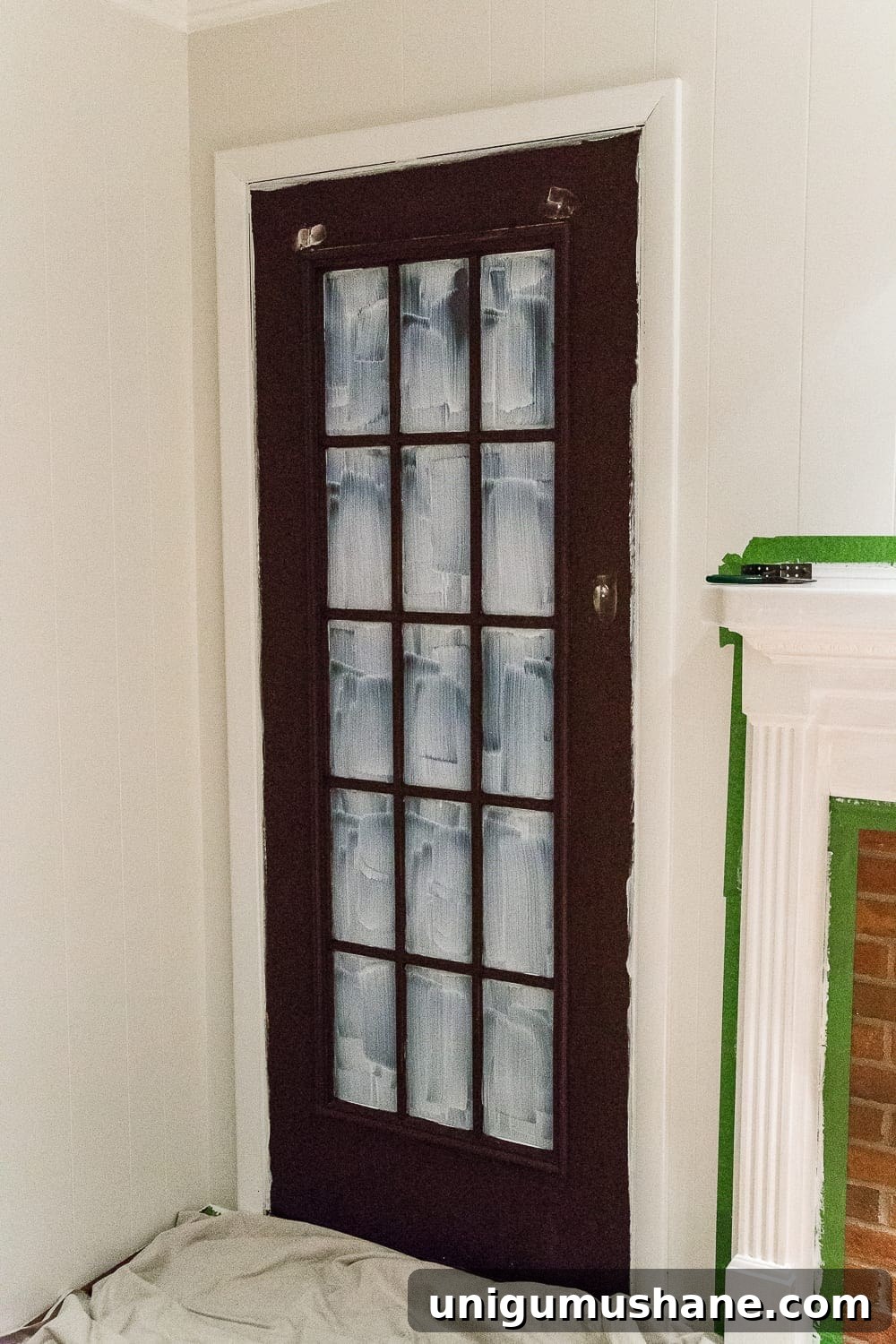 How to Paint Doors That Last: Durable Finishes and Tips 7 French door brushed with wet mask and peel
