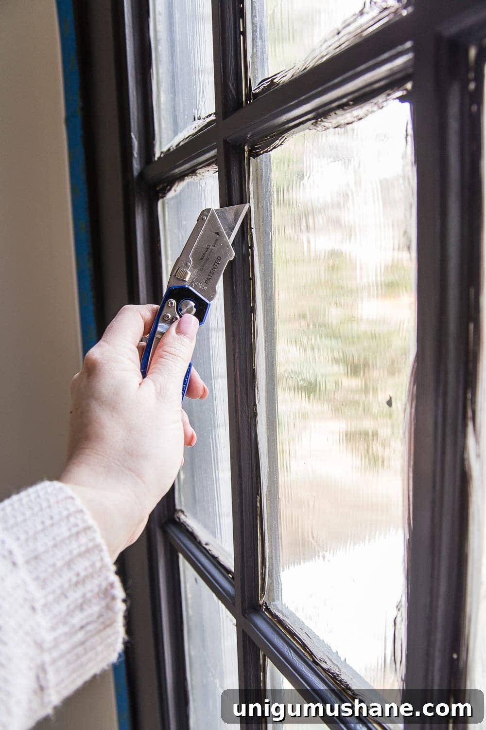 How to Paint Doors That Last: Durable Finishes and Tips 9 scoring edges of mask and peel to paint French doors