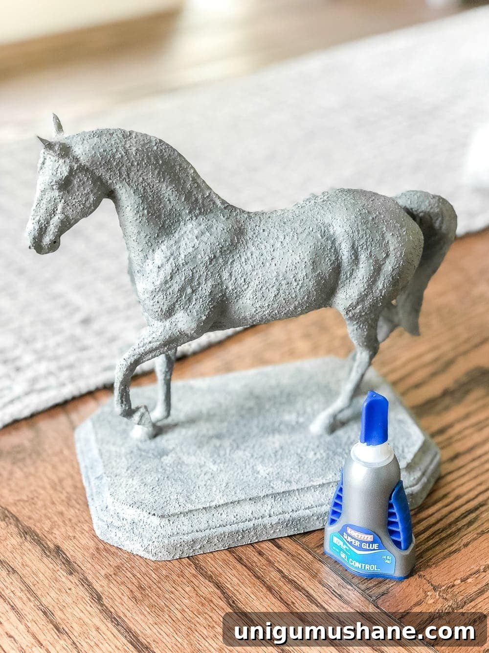 How to Make a Concrete Horse Figurine for Equestrian Decor 6 How to turn a toy horse figurine into a designer-inspired concrete equestrian statuette using just paint, wood craft, and glue. #thriftymakeover
