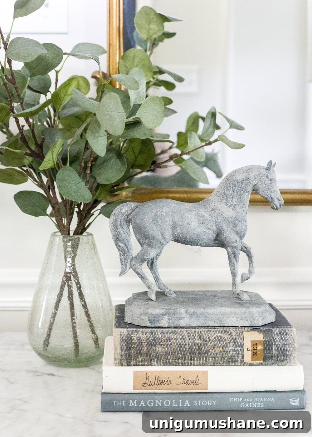 How to Make a Concrete Horse Figurine for Equestrian Decor 7 How to turn a toy horse figurine into a designer-inspired concrete equestrian statuette using just paint, wood craft, and glue. #thriftymakeover