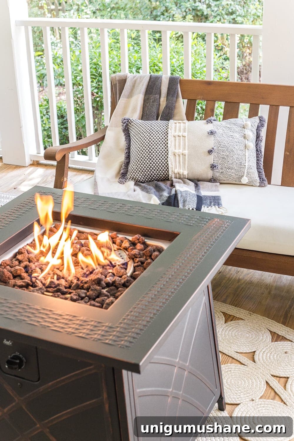 Fall Porch Tour and Cozy Outdoor Decor Ideas 6 Cozy fall porch with fire pit