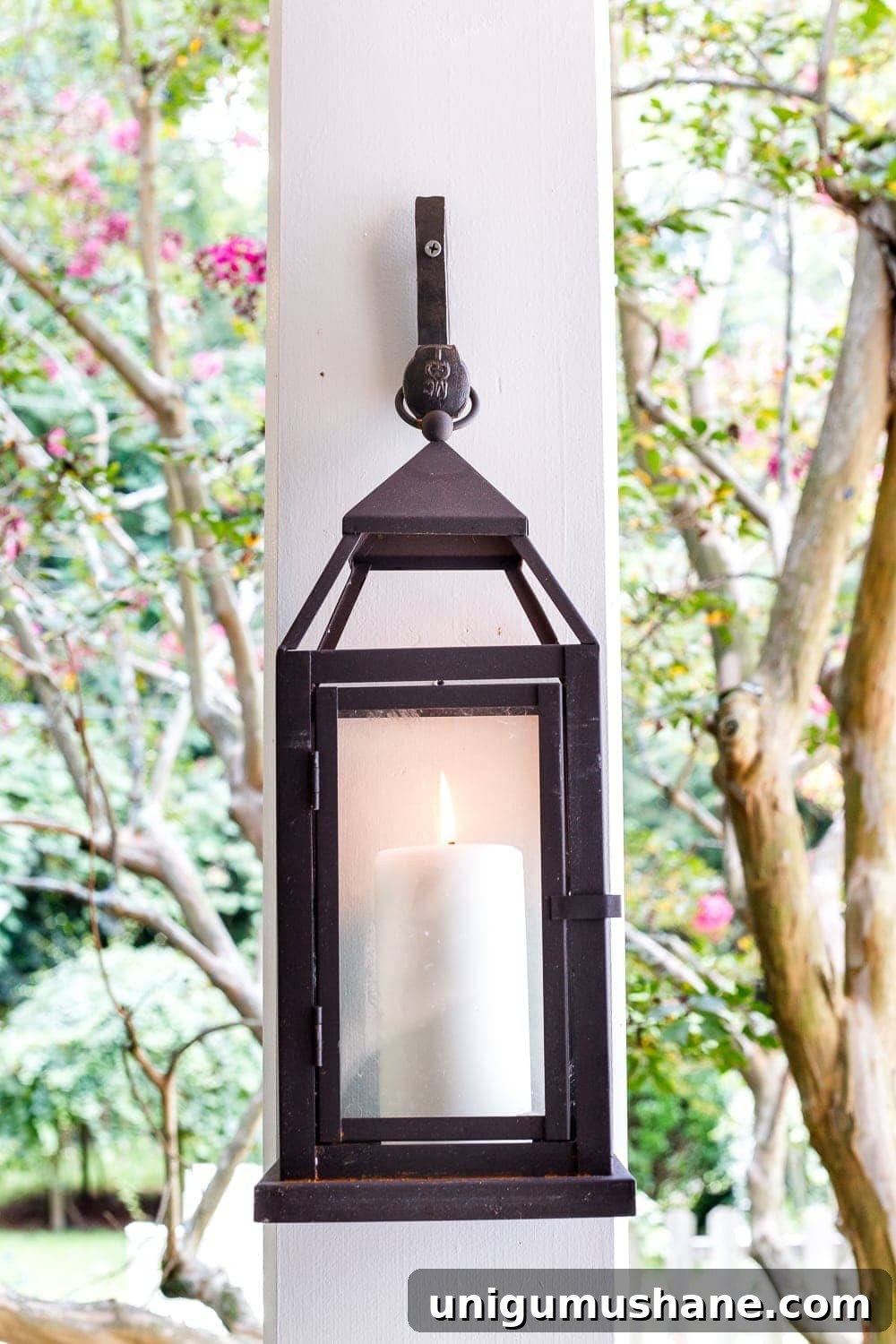 Fall Porch Tour and Cozy Outdoor Decor Ideas 9 lanterns with railroad spike forged hooks