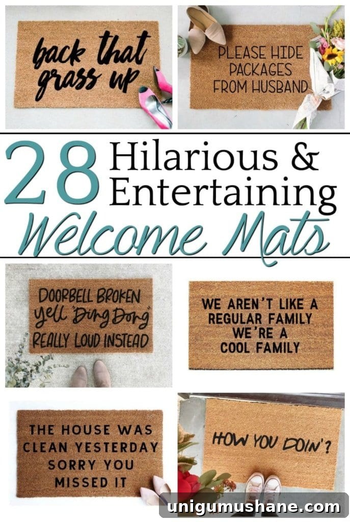28 Clever Doormats to Welcome Guests at Home 2 A home decor shopping guide with 28 of the most hilarious, entertaining, and cheeky welcome mats to add personality to your porch or entryway. #welcomemat