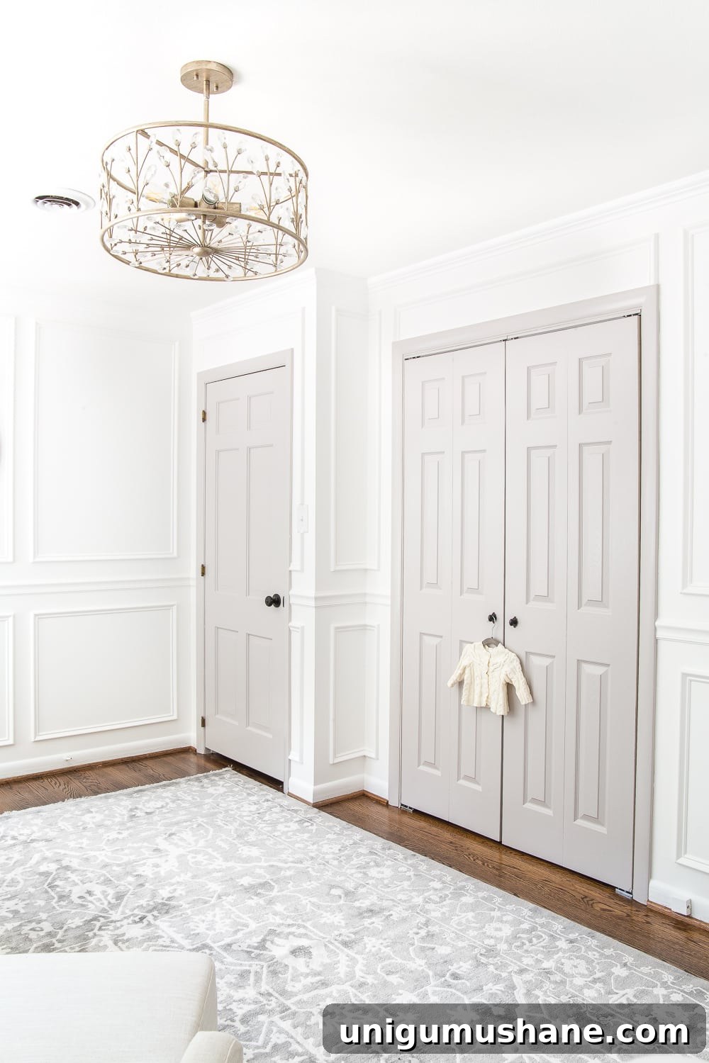 White Floral Baby Nursery Makeover: Before and After Reveal 6 An all white nursery makeover room reveal with classic, vintage style furniture, Anthropologie-inspired patterns and textures, and floral accents.