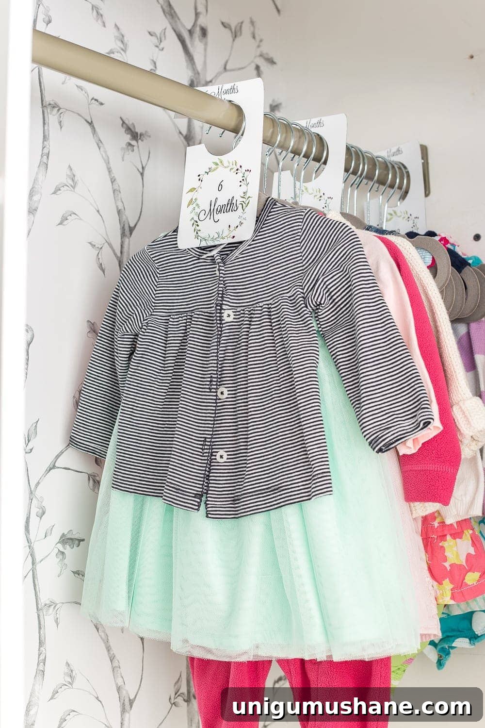 Nursery Closet Makeover Reveal with Free Printable Dividers 16 Nursery closet with free printable closet divider tags