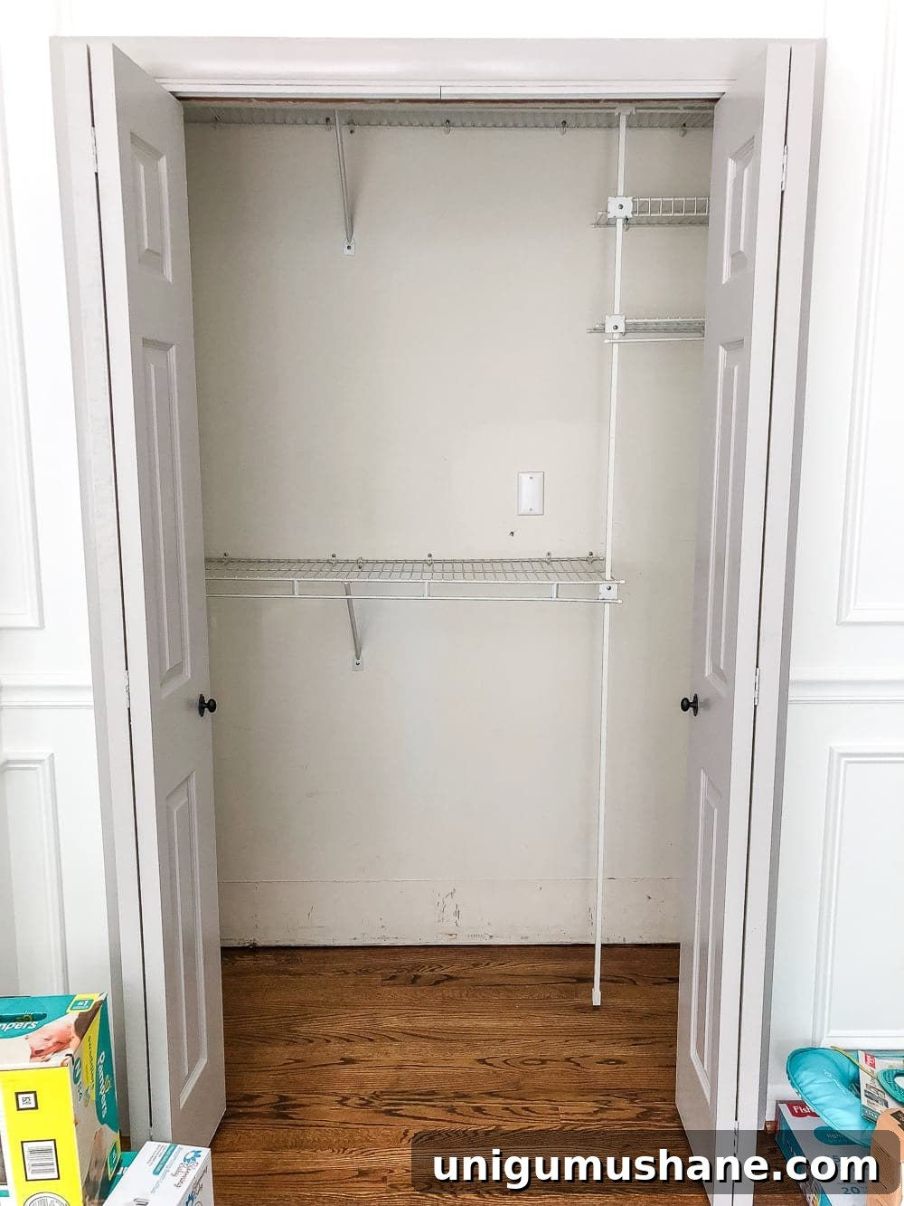 Nursery Closet Makeover Reveal with Free Printable Dividers 4 Nursery Closet Before