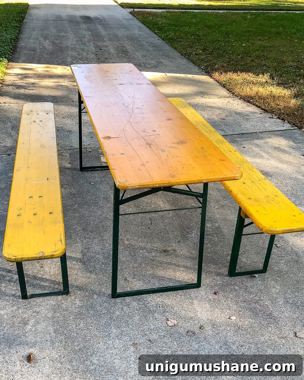 Transform Your Beer Garden Table for Alfresco Thanksgiving 2 German beer garden table before