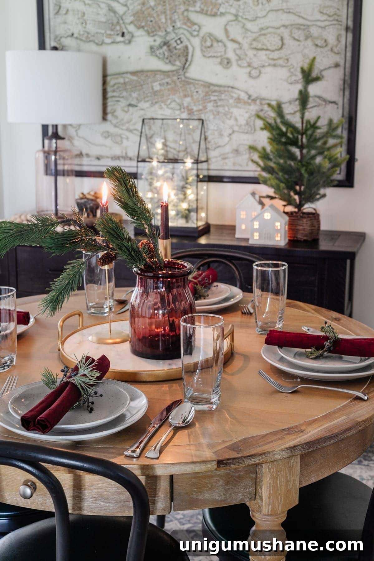 homemade napkin rings using garland pieces